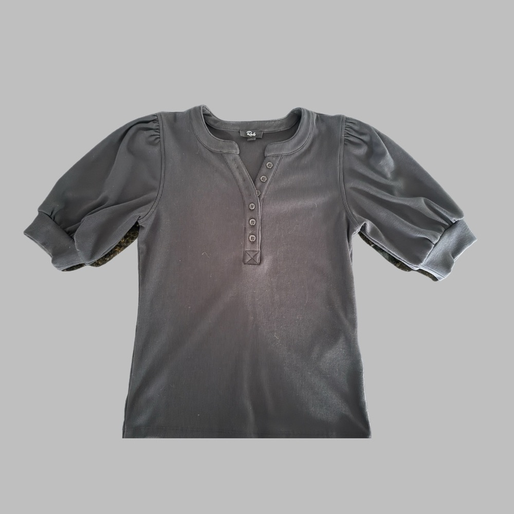 Rails Black T-Shirt with Puff Sleeves - Picture 3 of 5